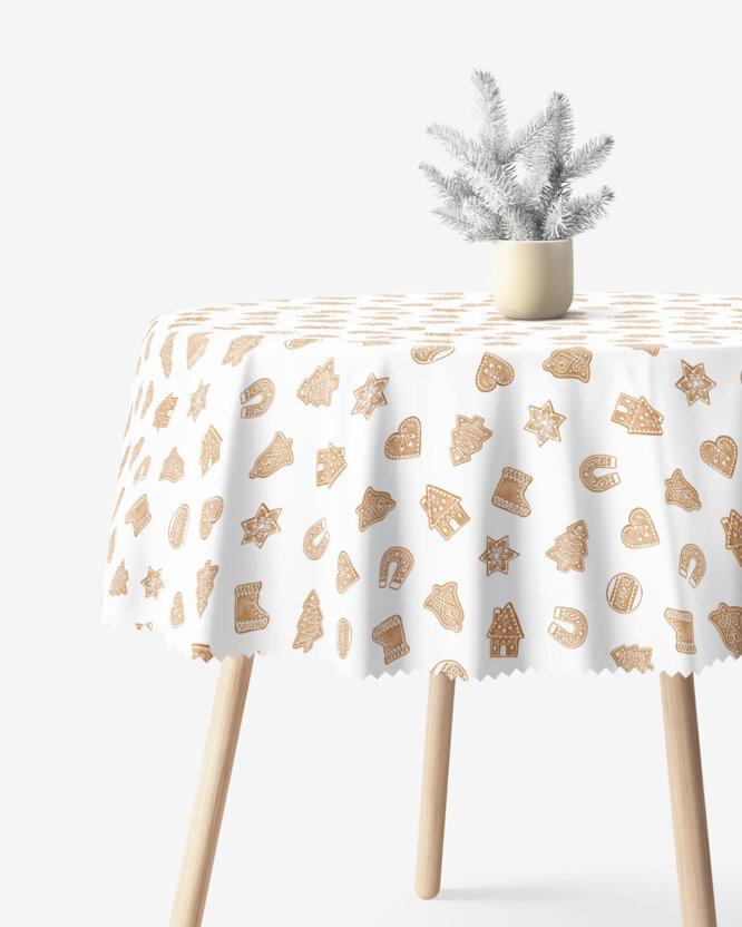 Kerst rond teflon tafelkleed - Peperkoekjes