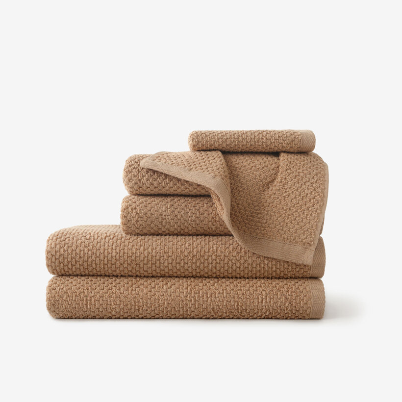Katoenen badstof handdoek / badhanddoek Micro Pure - kaneel