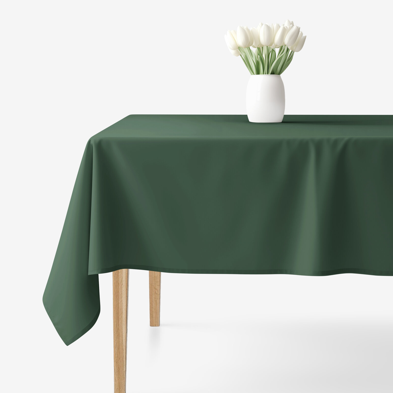 Hoekig tafelkleed 100% katoen renforcé - donkergroen