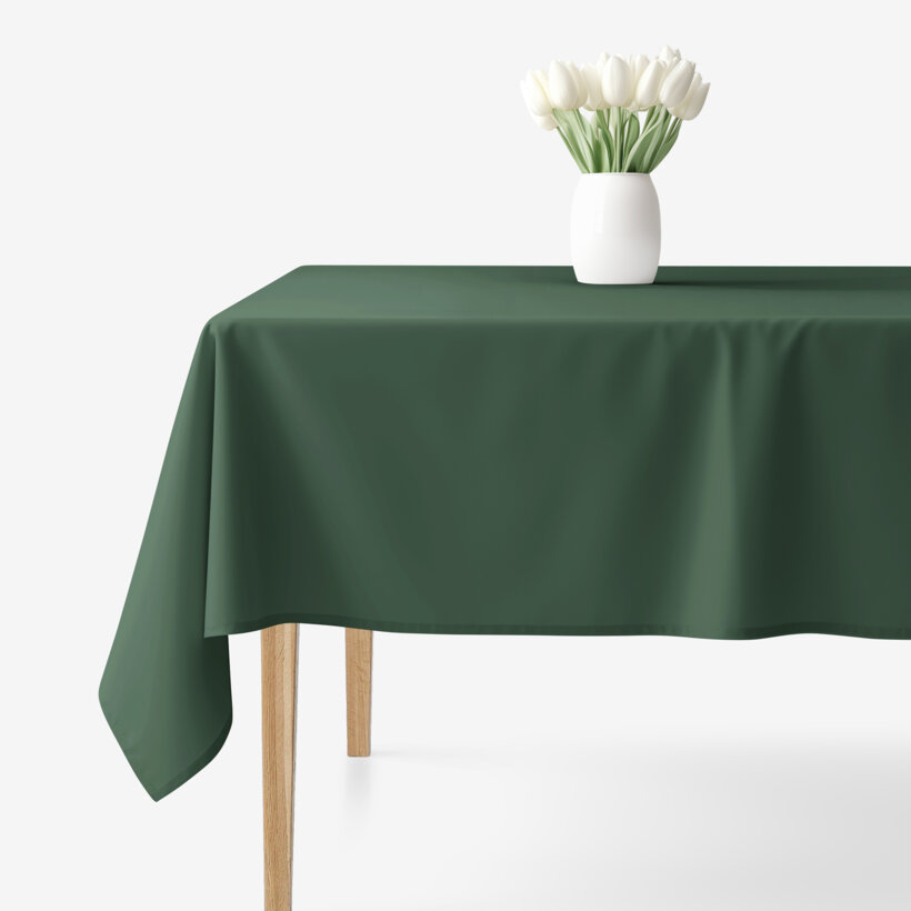 Hoekig tafelkleed 100% katoen renforcé - donkergroen