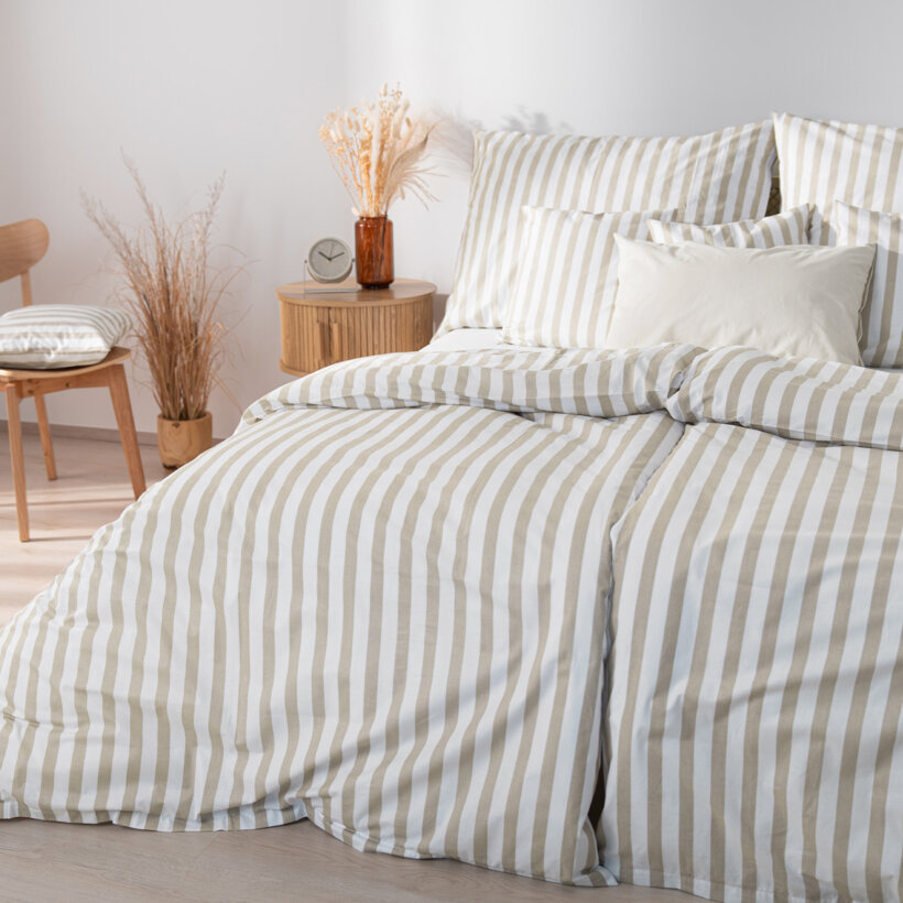 Katoenen beddengoed - Latte streepjes