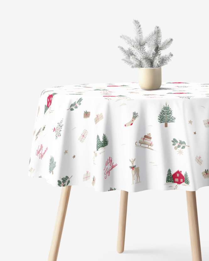 Kerst rond tafelkleed van stevig katoen - Tsjechische Kerst