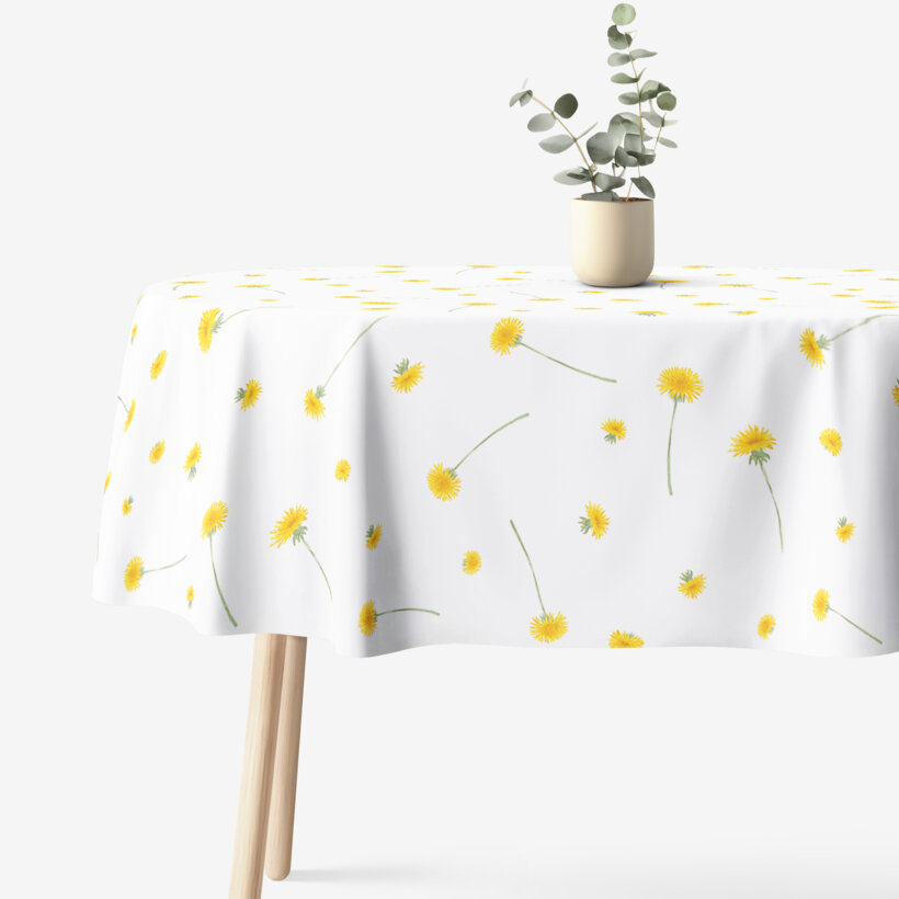 Ovaal tafelkleed 100% katoen renforcé - Paardenbloemen