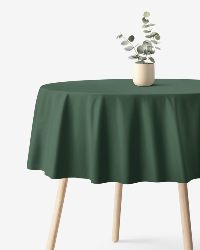 Rond tafelkleed 100% katoen renforcé - donkergroen