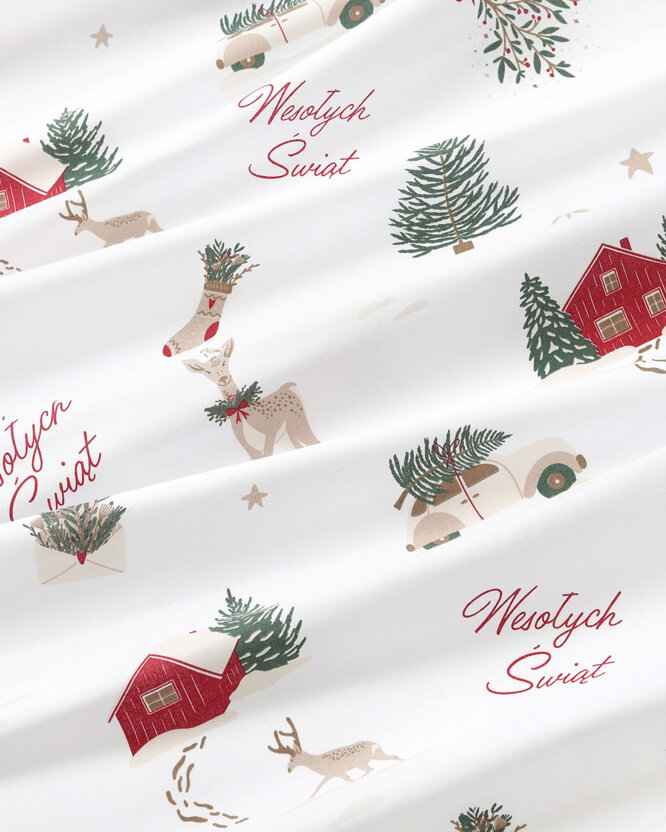 Kerst rond tafelkleed 100% katoen renforcé - Poolse Kerst (PL)
