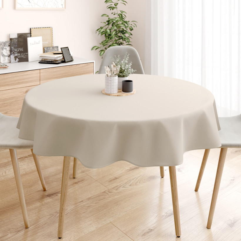 Rond tafelkleed 100% katoen renforcé - latte