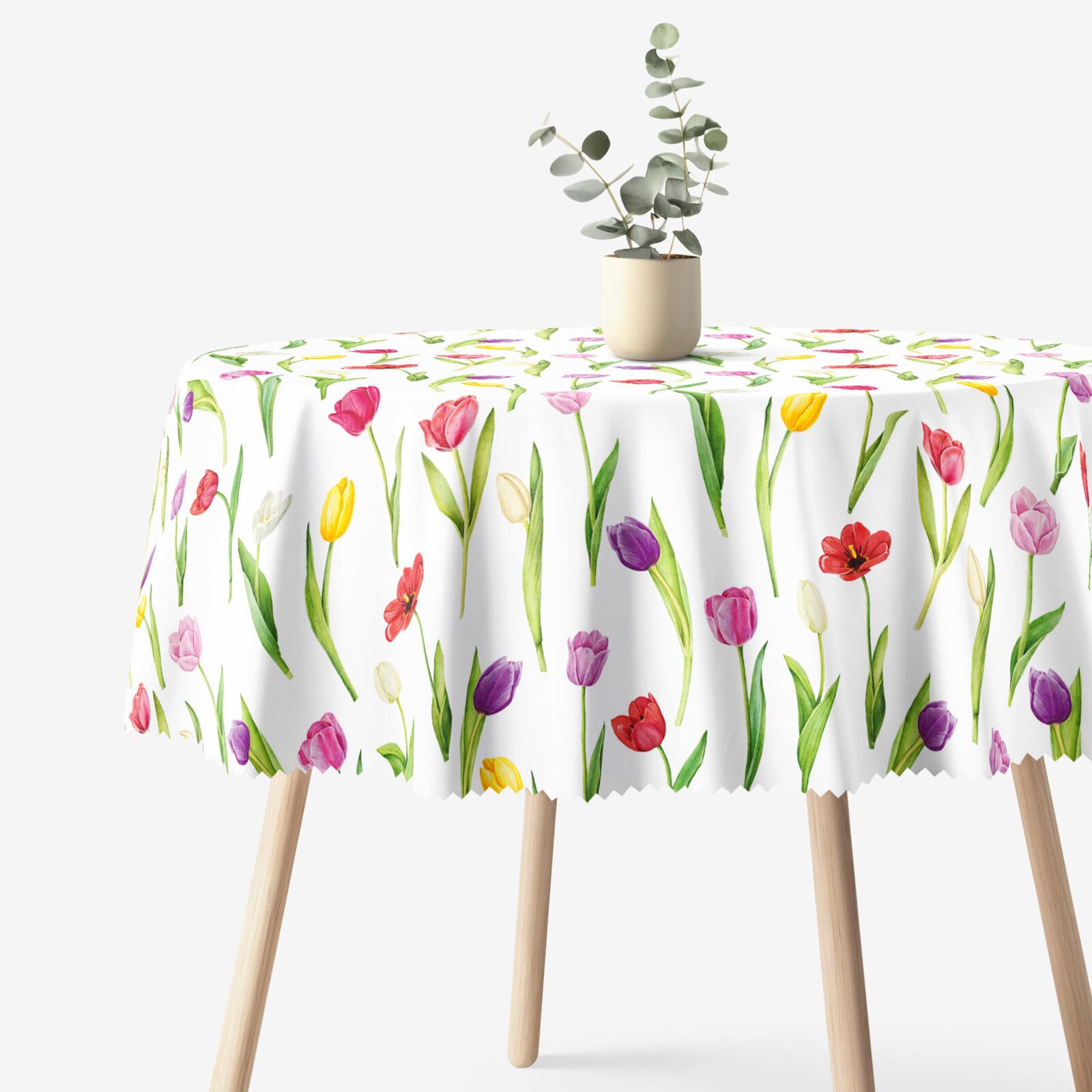 Rond teflon tafelkleed - Kleurrijke tulpen