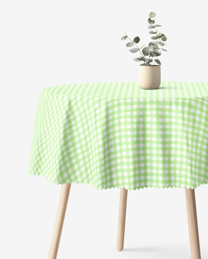 Rond teflon tafelkleed - Groene ruitjes