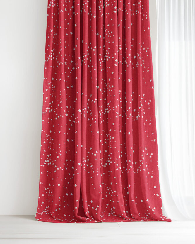 Decoratief gordijn Valencia - Sterretjes op rood
