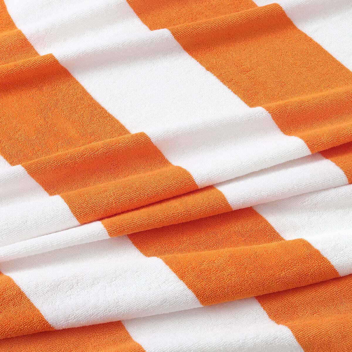 Strandbadhanddoek - Oranje neon met witte strepen