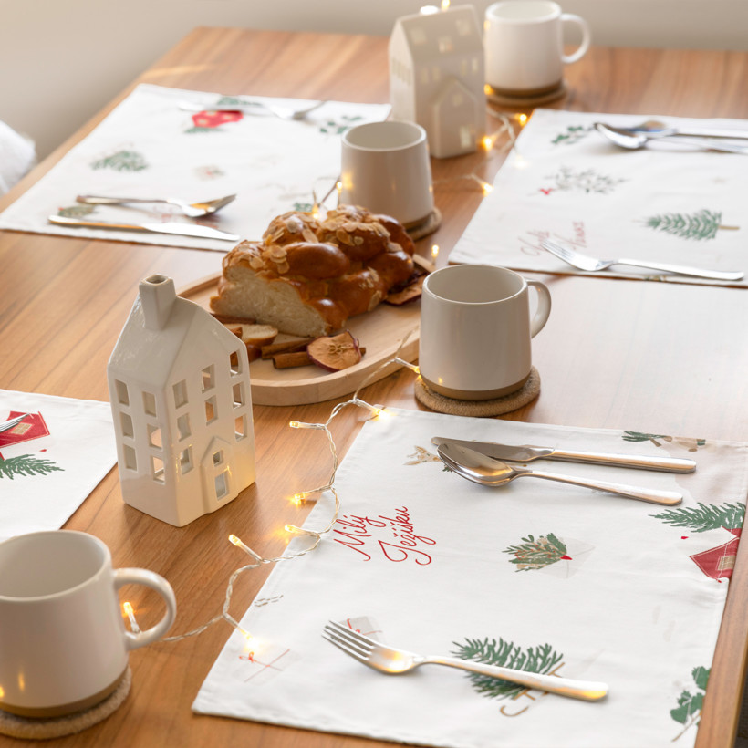 Kerst placemat voor op tafel van stevig katoen - Tsjechische Kerst - set van 2 stuks
