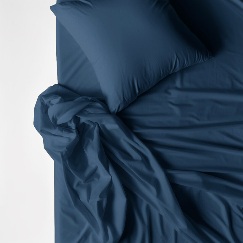 Katoenen dekbedovertrek - marineblauw