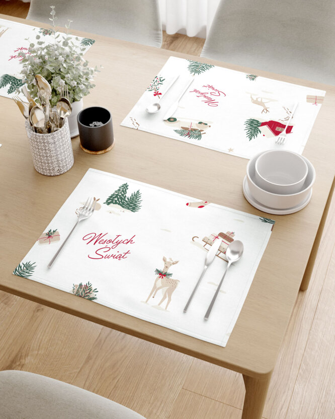 Kerst placemat voor op tafel 100% katoen renforcé - Poolse Kerst (PL) - set van 2 stuks