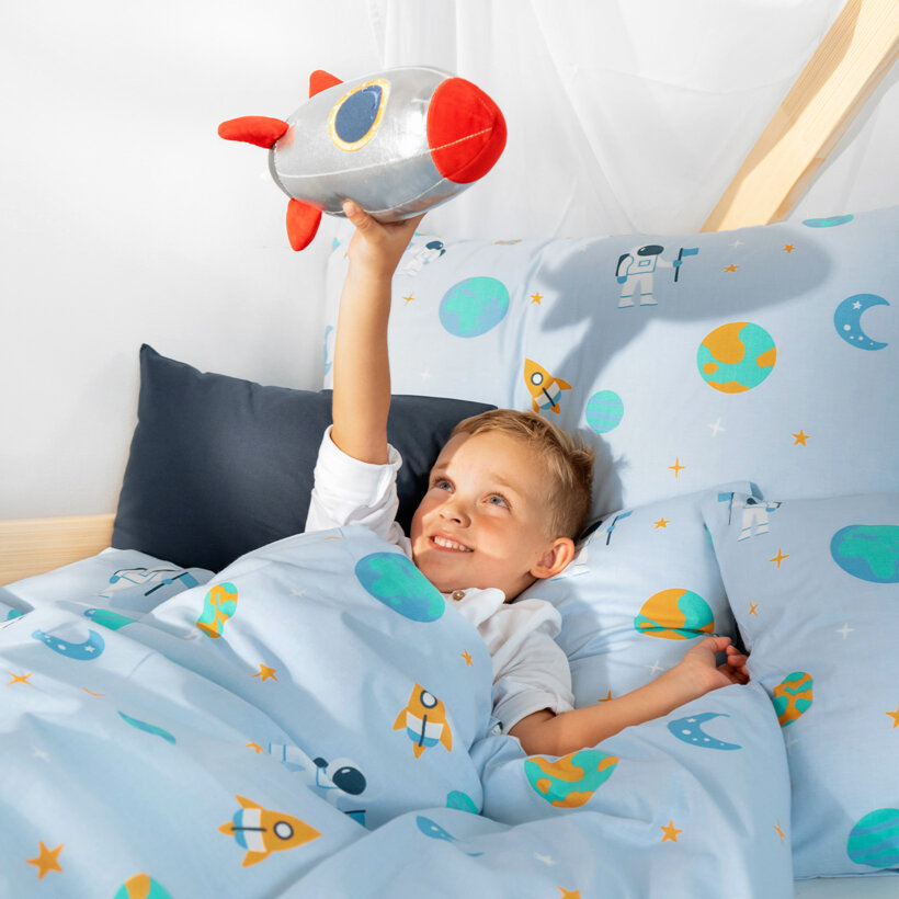 Katoenen beddengoed voor kinderen - Kosmonauten in de ruimte