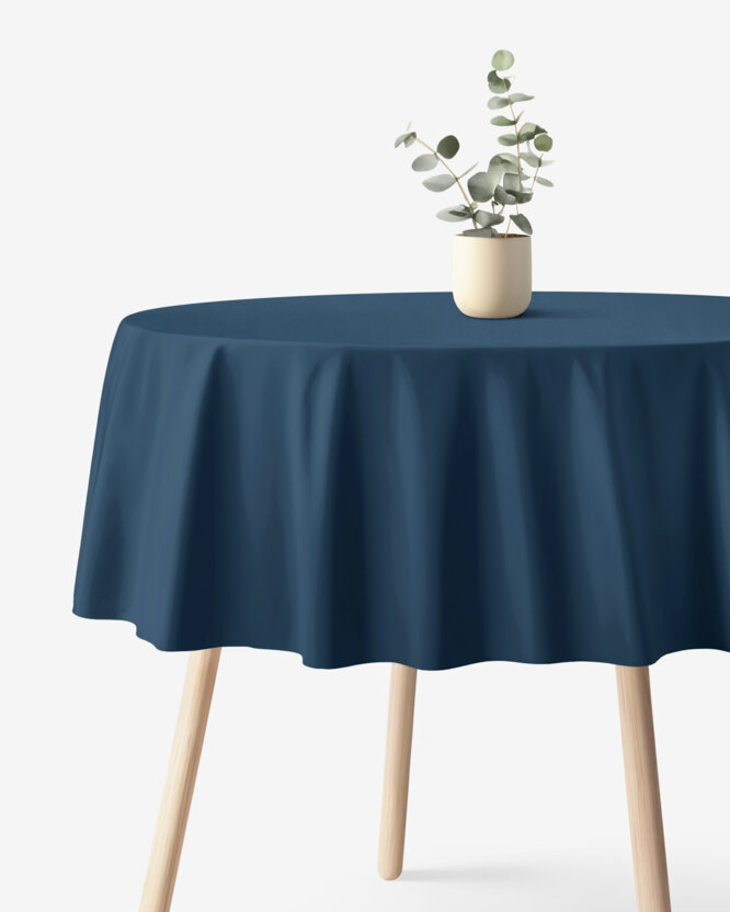 Rond tafelkleed 100% katoen renforcé - marineblauw