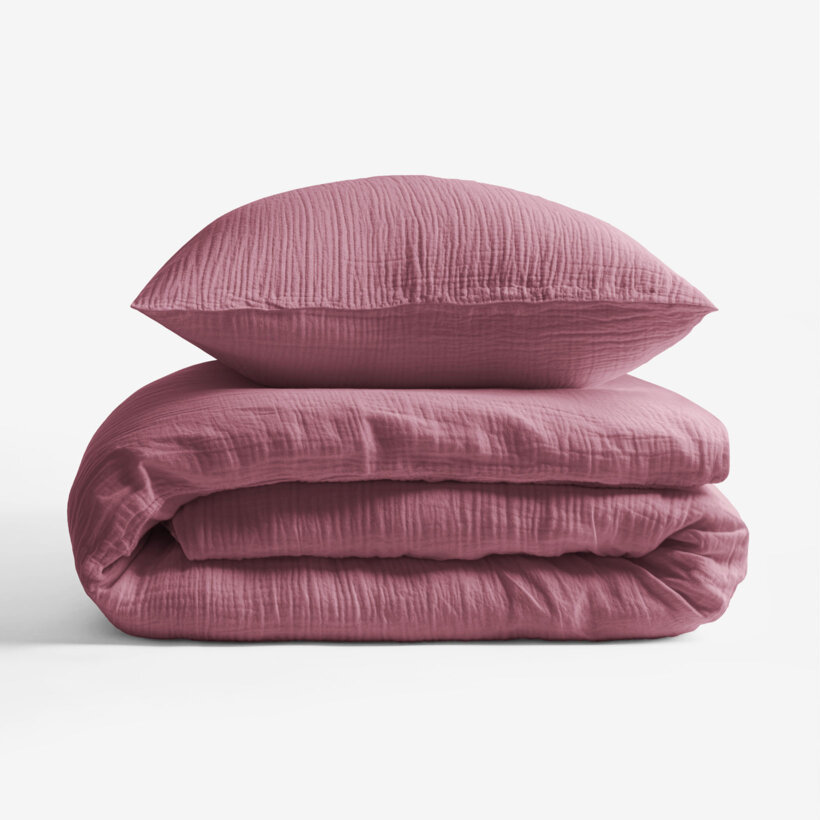 Mousseline beddengoed - pastel bordeaux
