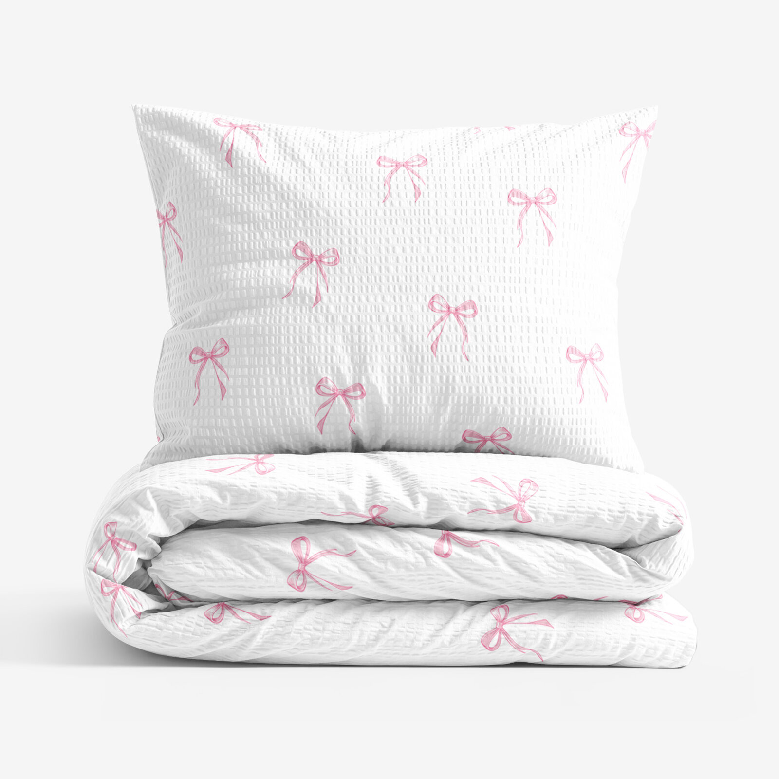 Crêpe beddengoed - Roze strikjes