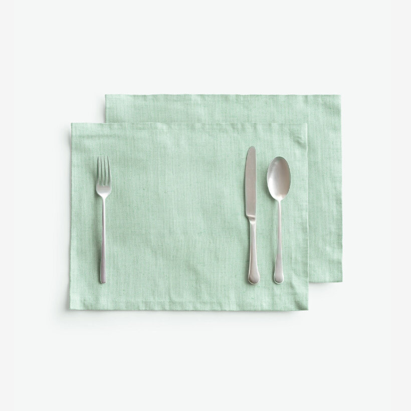 Placemat voor op tafel van linnenmix - lichtmunt - set van 2 st.