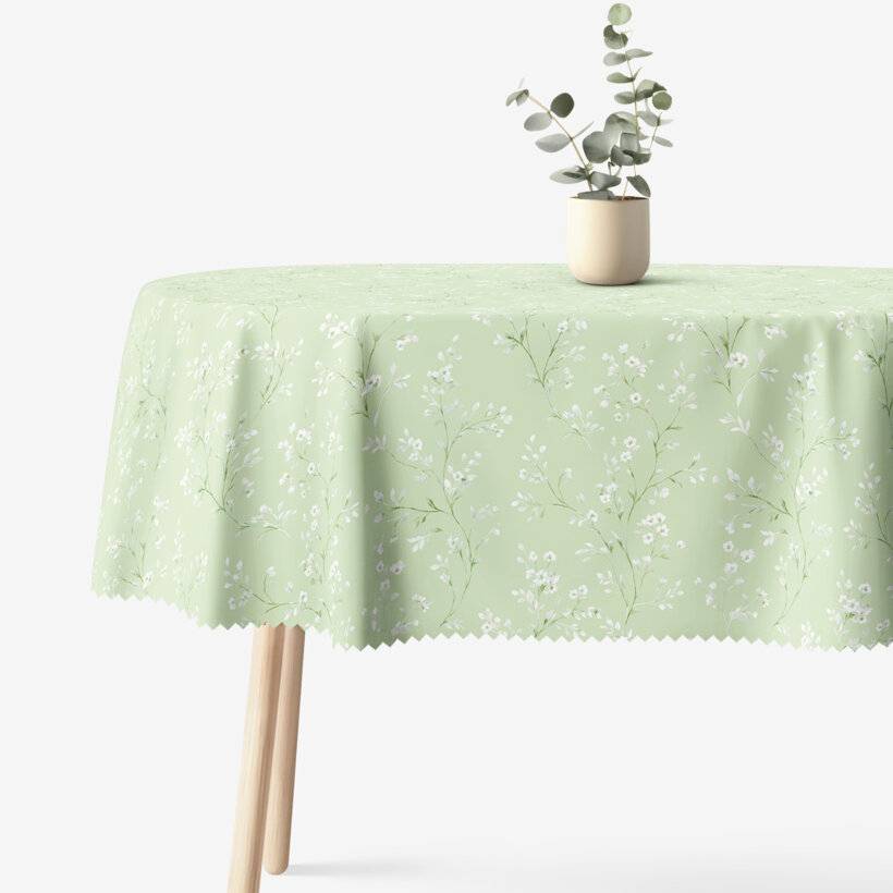 Ovaal teflon tafelkleed - Jasmijn bloemen