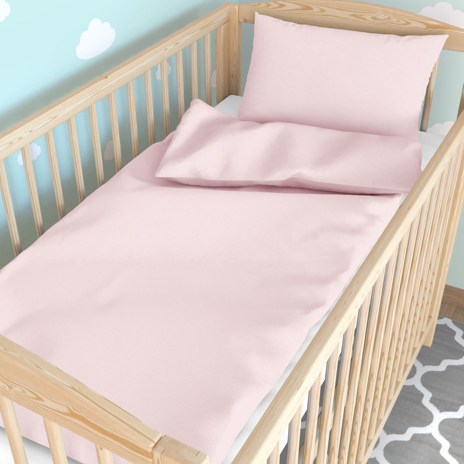 Baby katoenen beddengoed voor het ledikant - poederroze