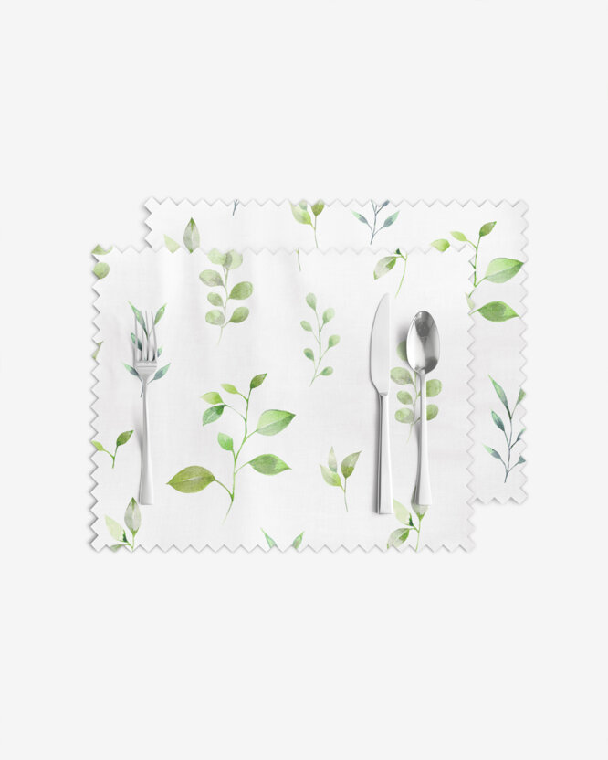 Placemat voor de tafel teflon - Eucalyptus blaadjes - set 2 stuks