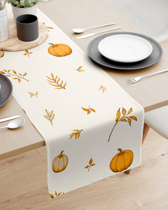 Tafelloper 100% katoen renforcé - Herfst pompoenen en blaadjes