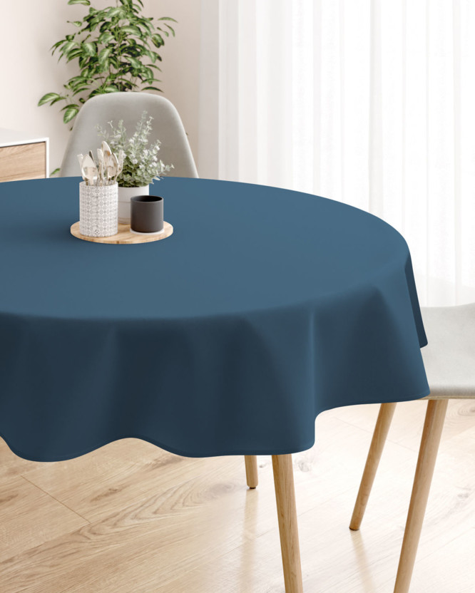 Rond tafelkleed 100% katoen renforcé - marineblauw