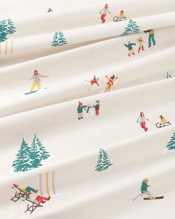 Rond tafelkleed 100% katoen renforcé - Winters plezier