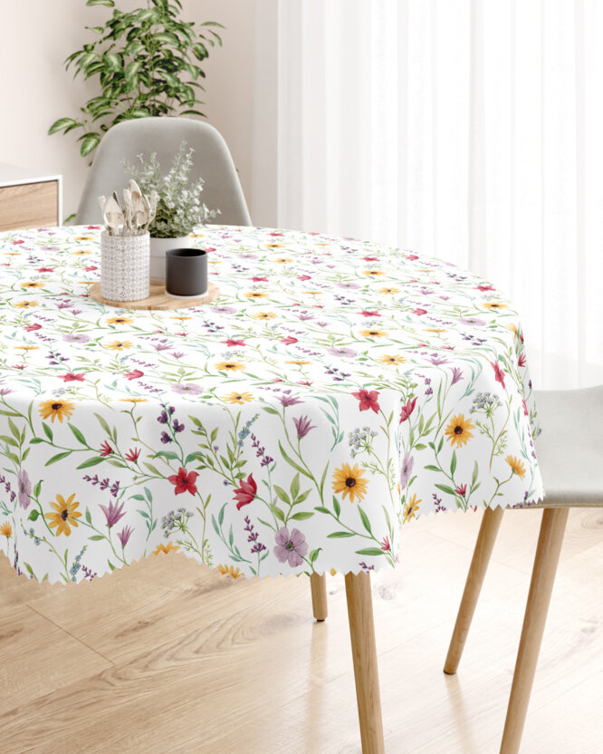Rond teflon tafelkleed - Kleurrijke lentebloemen