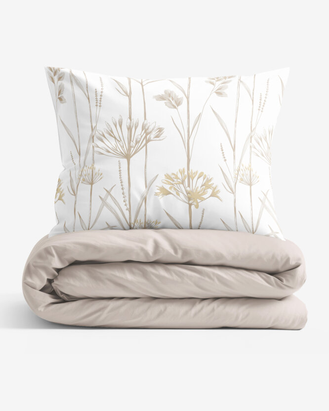 Katoenen beddengoed Duo - Sierplanten met latte