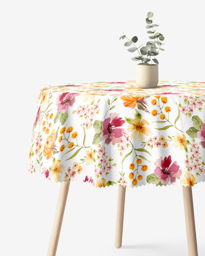 Rond teflon tafelkleed - Bloemen van hibiscus