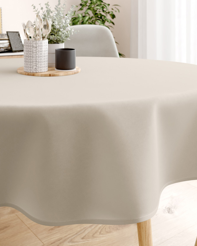 Rond tafelkleed 100% katoen renforcé - latte