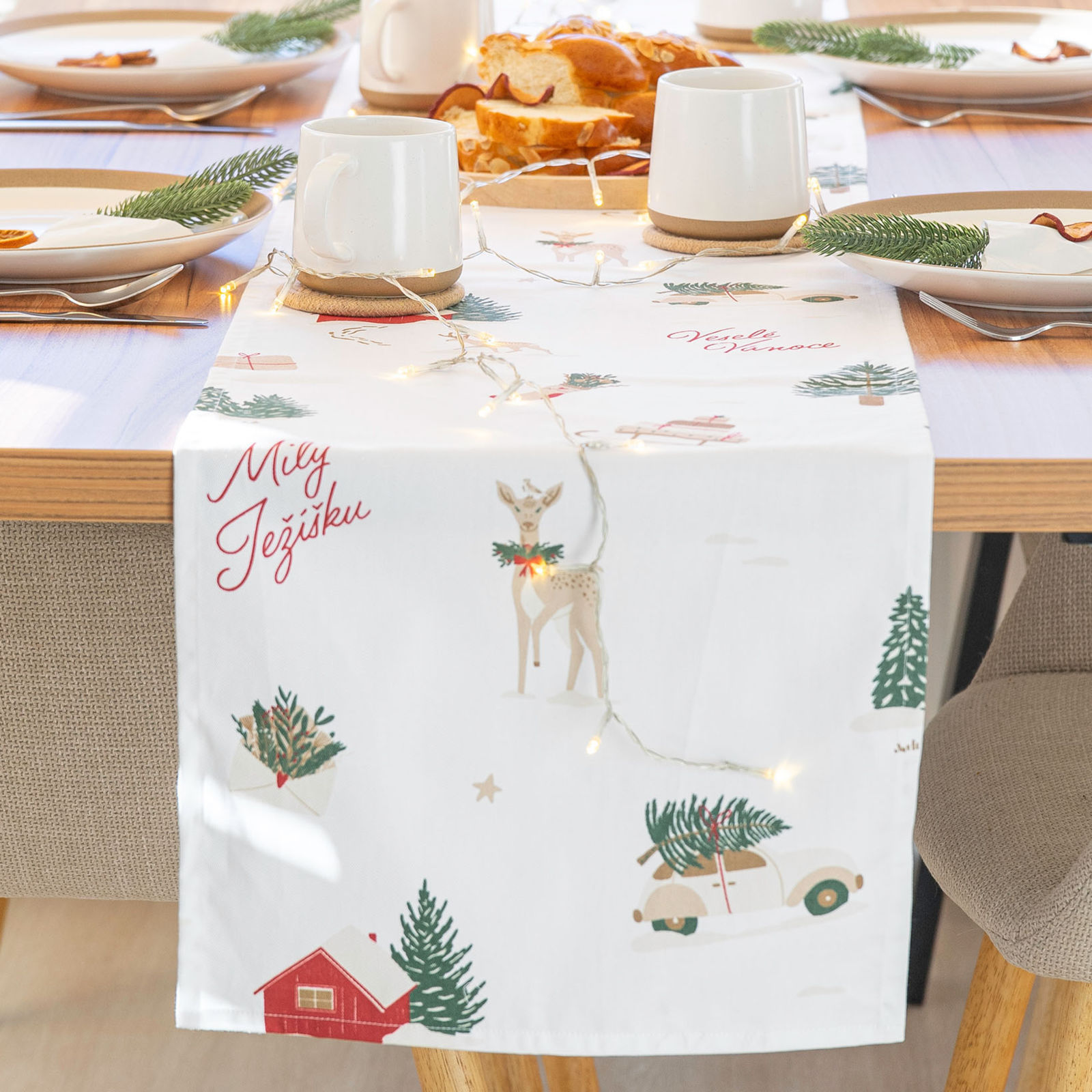 Kerst tafelloper van stevig katoen - Tsjechische Kerst