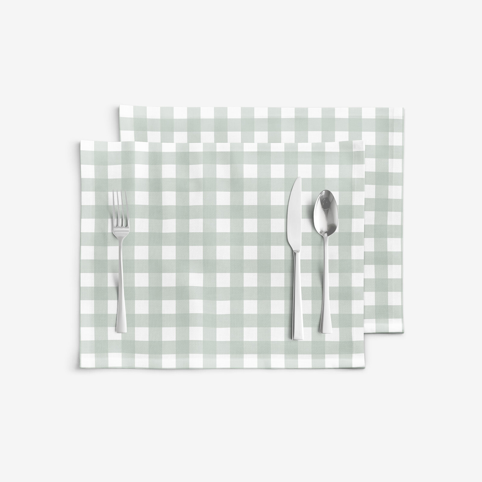 Placemat 100% katoen renforcé - Saliegroene ruitjes - set van 2 st.