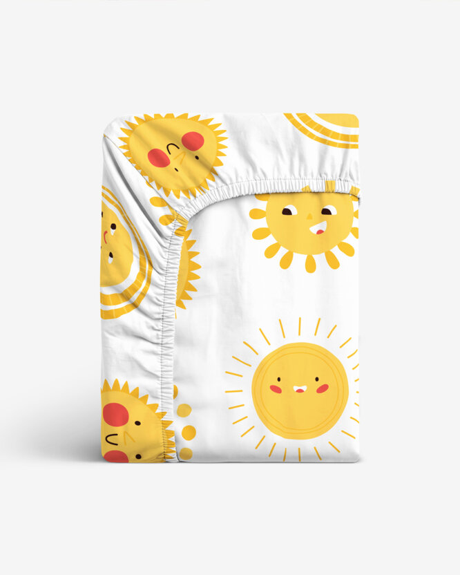 Kinder katoenen hoeslaken - Lachende zonnetjes