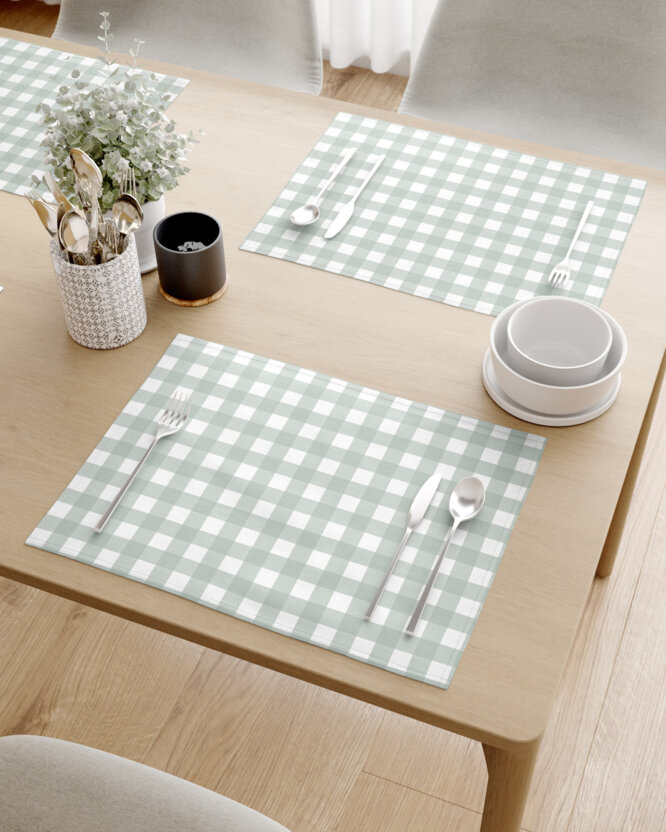 Placemat 100% katoen renforcé - Saliegroene ruitjes - set van 2 st.