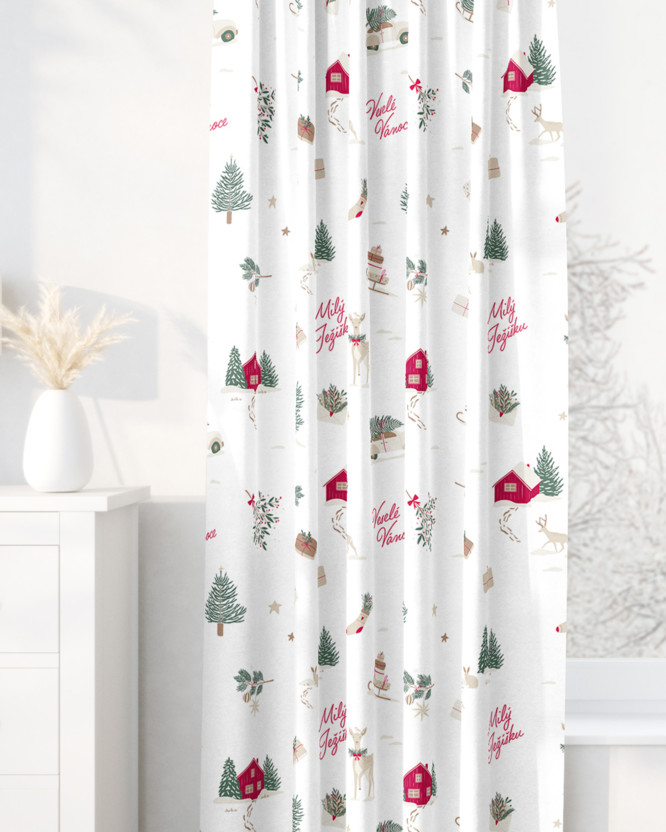 Katoenen kerstgordijn - Tsjechische Kerst