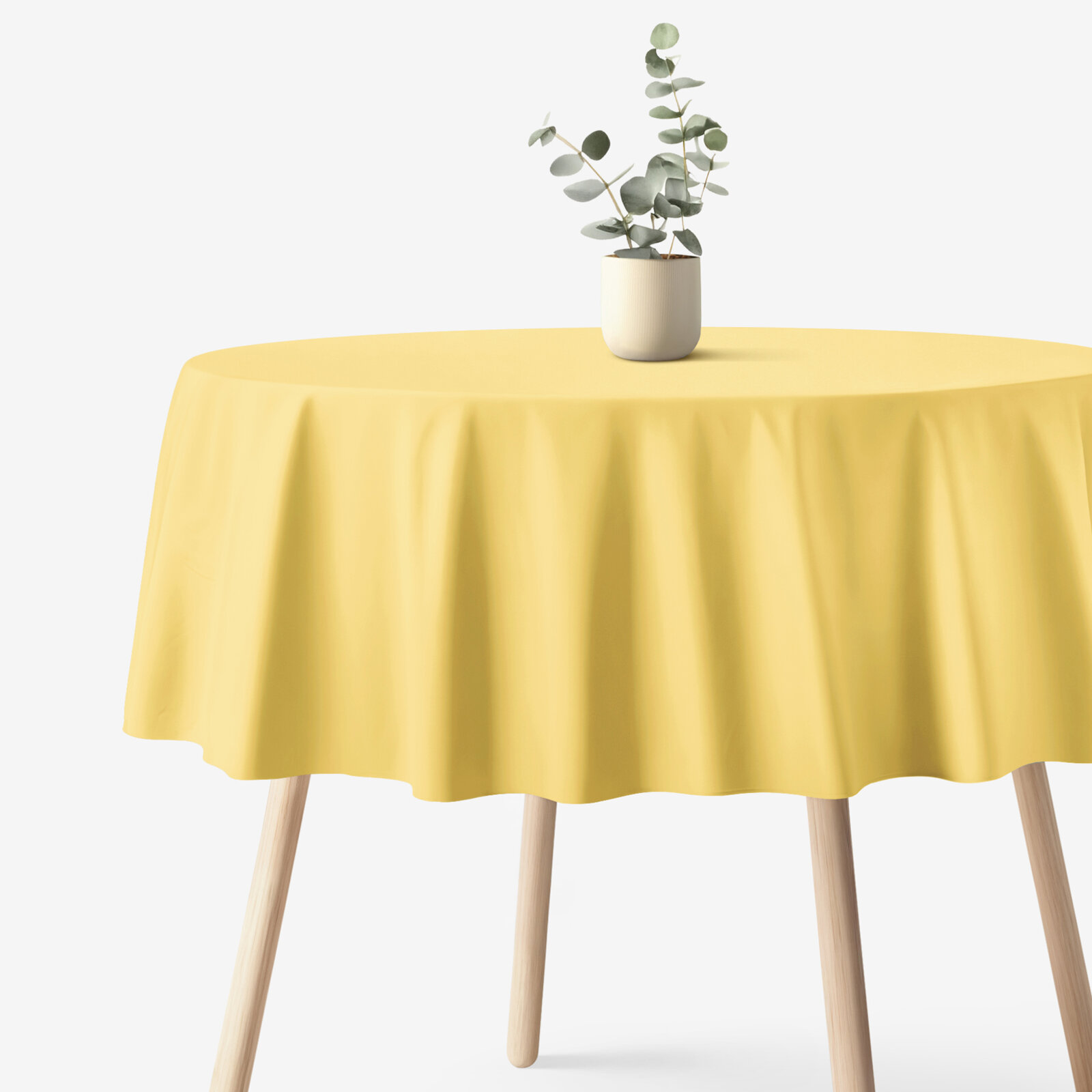 Rond tafelkleed 100% katoen renforcé - geel