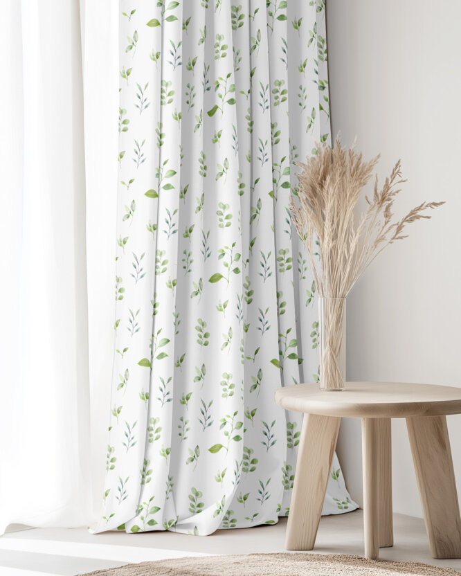 Decoratief gordijn Luca - Eucalyptus blaadjes