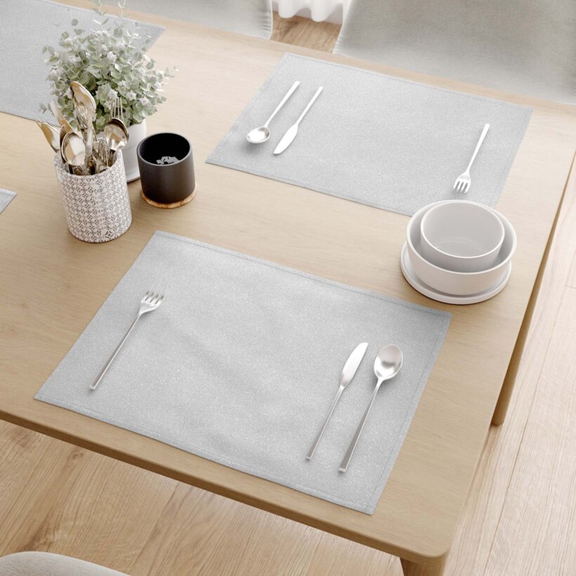 Exclusieve placemat voor de tafel - zilver met glitters - set 2st