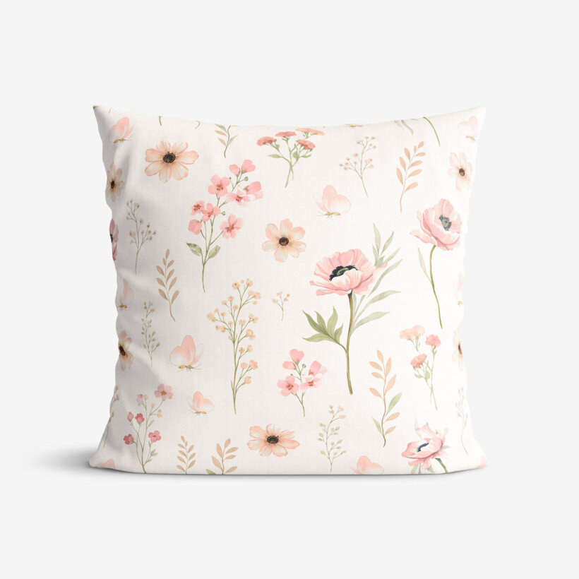 Decoratieve kussensloop Luca - Roze bloemen