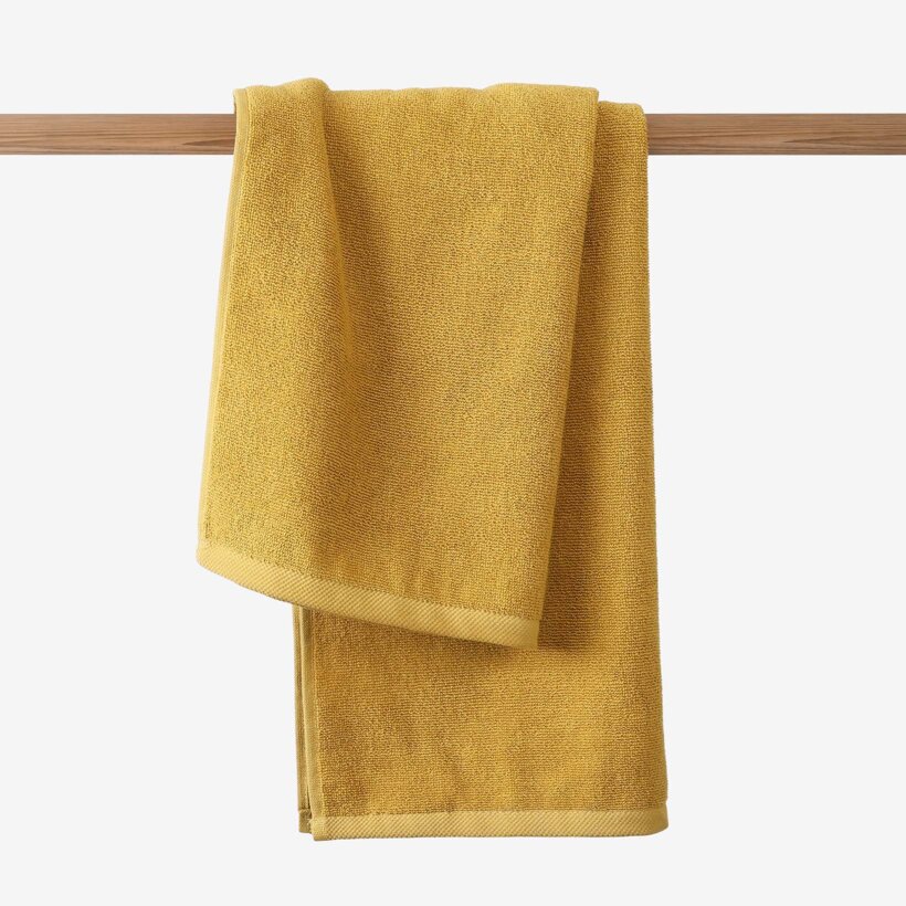 Katoenen badstof handdoek / badhanddoek Soft zonder boord - mosterdgeel
