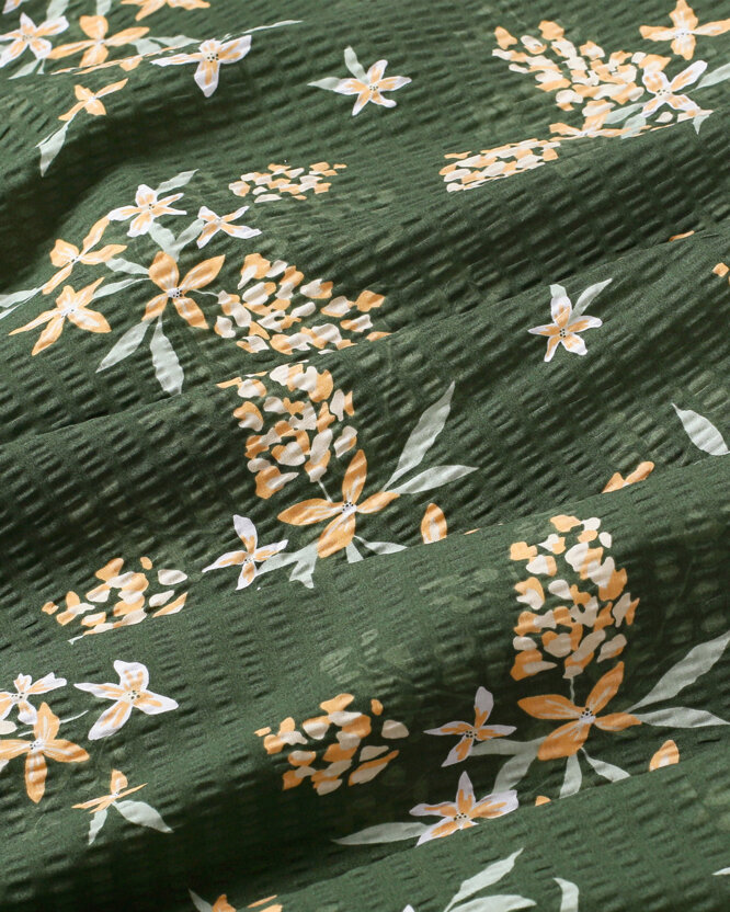 Crepe kussensloop - Abrikoos bloemen