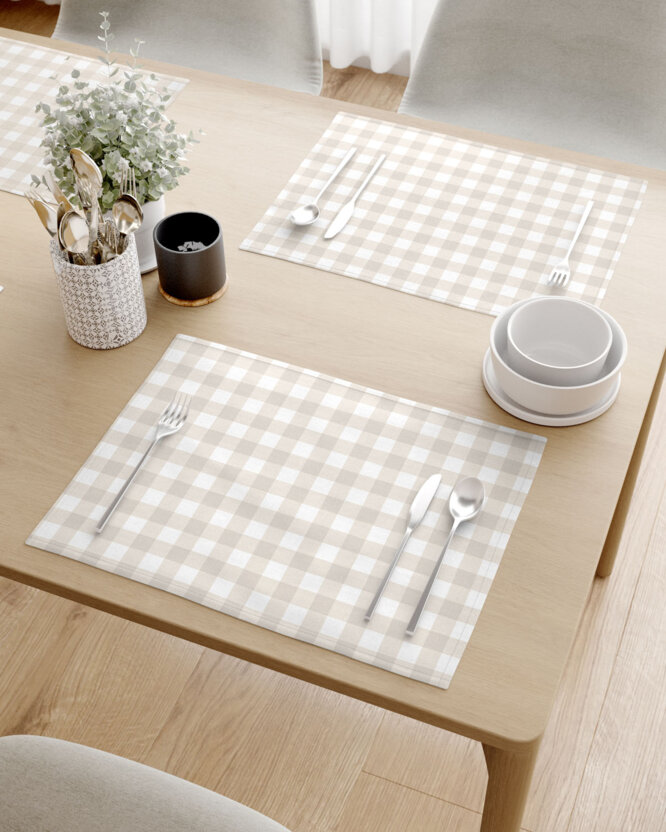 Placemat voor op tafel 100% katoen renforcé - Latte ruitjes - set van 2 stuks