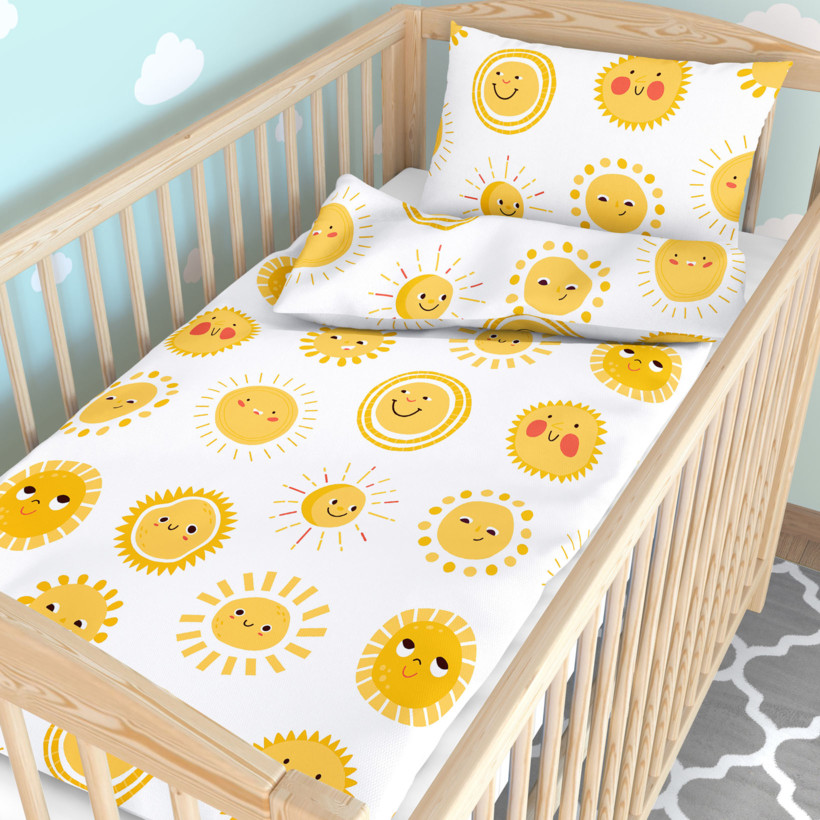 Katoenen beddengoed voor baby's voor het ledikant - Glimlachende zonnetjes