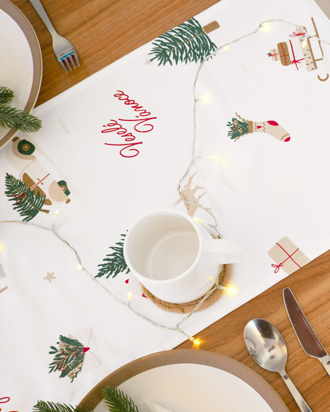 Kerst tafelloper van stevig katoen - Tsjechische Kerst