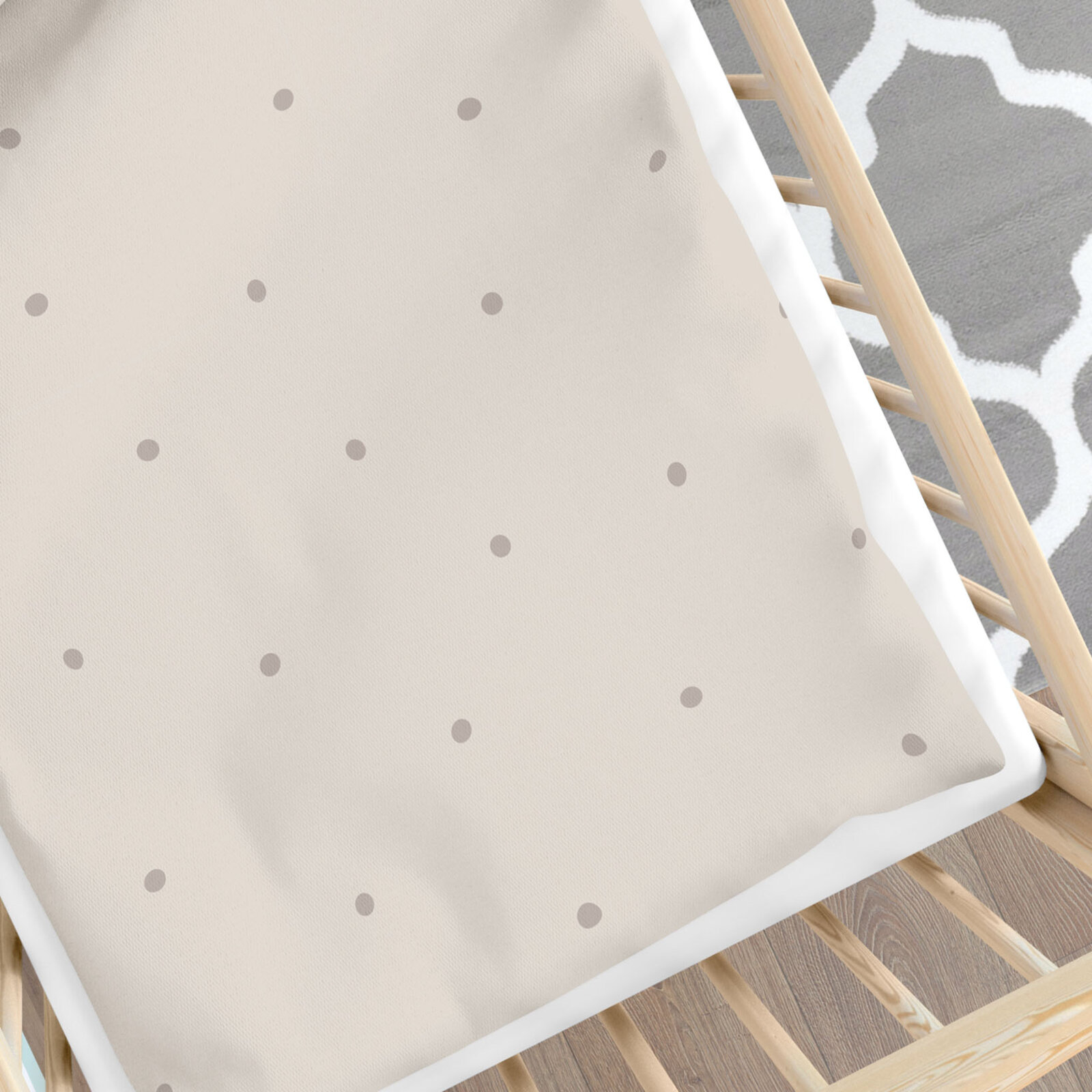 Katoenen baby beddengoed voor het ledikantje - Stippen op beige