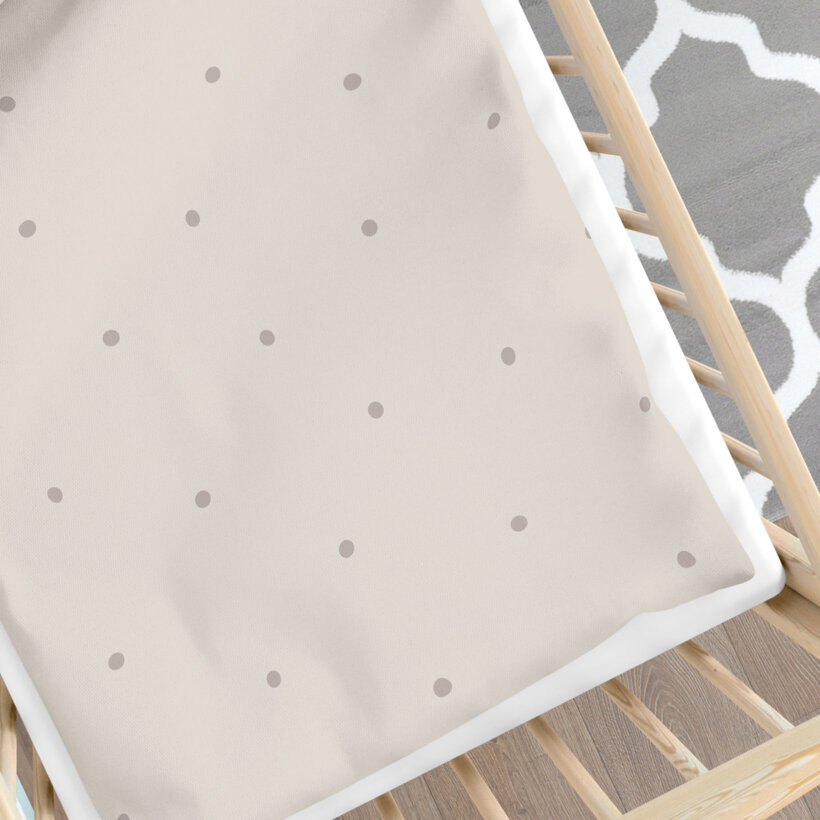 Katoenen baby beddengoed voor het ledikantje - Stippen op beige