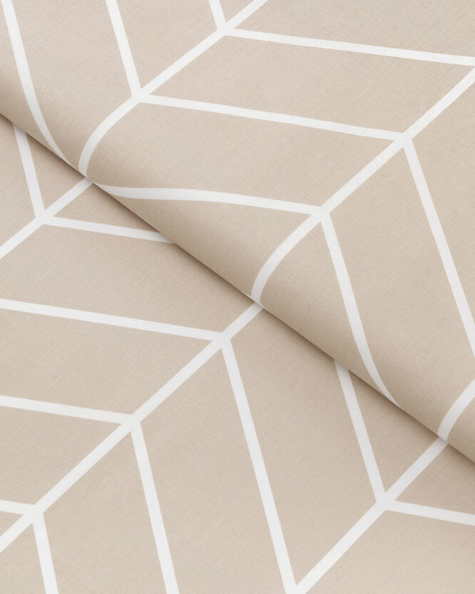 Katoen renforcé - Wit zigzag op beige