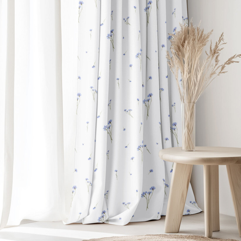 Decoratief gordijn Luca - Blauwe korenbloemen